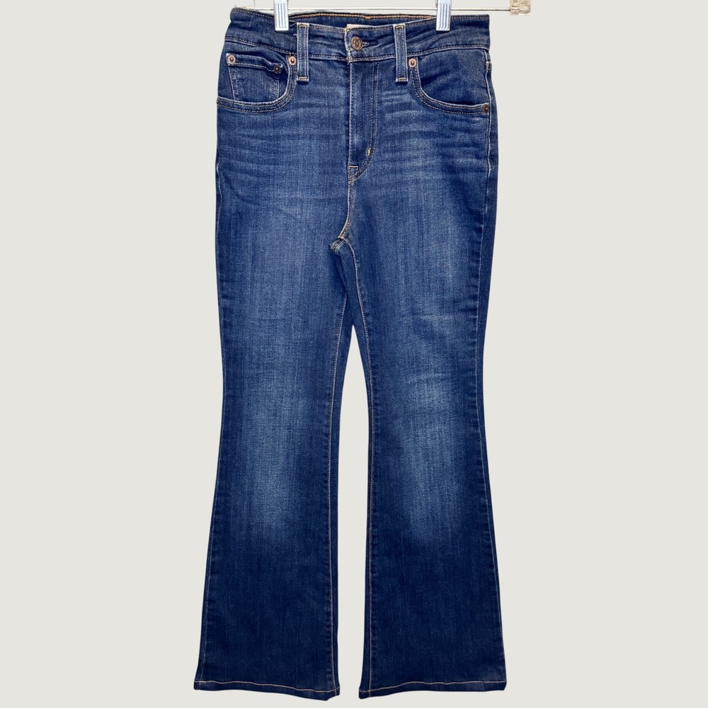 2335 | Levis 726 High Rise Flare Dark Wash Denim Jeans Blue Womens 25